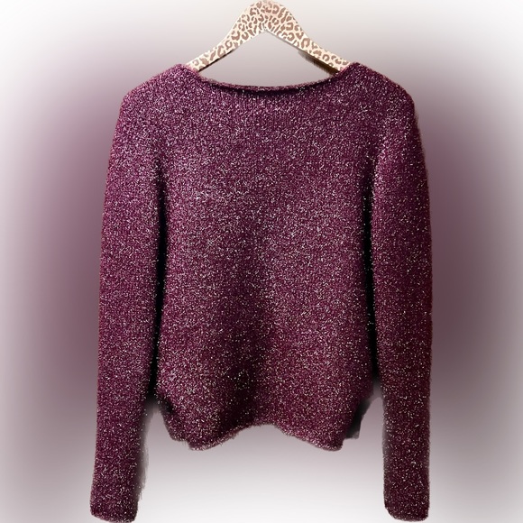 Lovers + Friends Gerona Sparkly Magenta Glitter Purple Pullover Top Small S - Picture 5 of 15